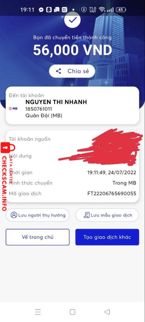 Evidência contra NGUYEN THI NHANH