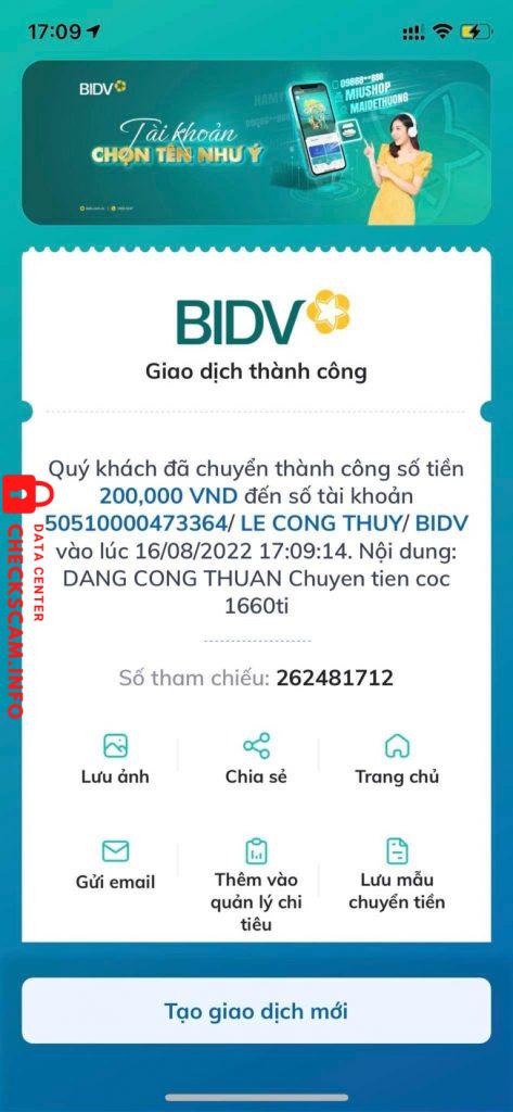Evidência contra Le Cong Thuy