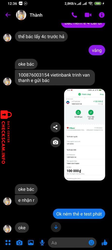 Bewijs tegen Trịnh Văn Thành