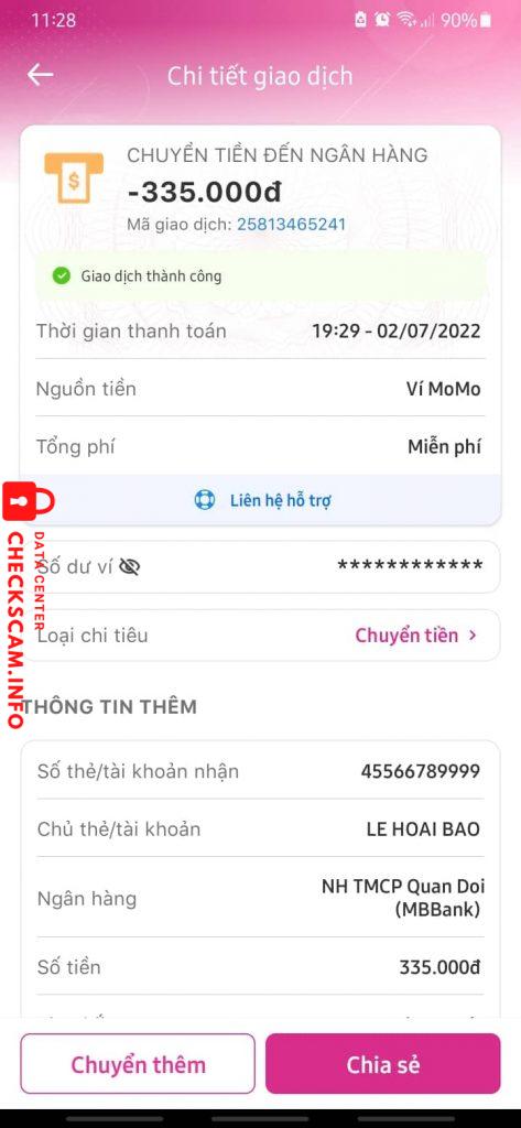 Bewijs tegen LE HOAI BAO