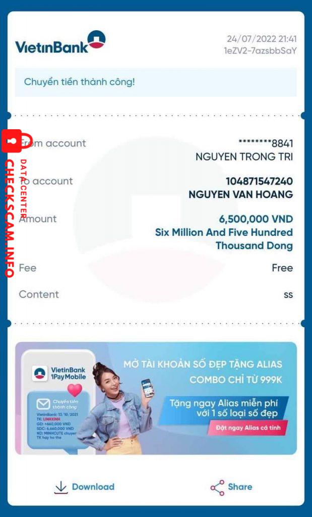 针对的证据 NGUYỄN VĂN HOÀNG