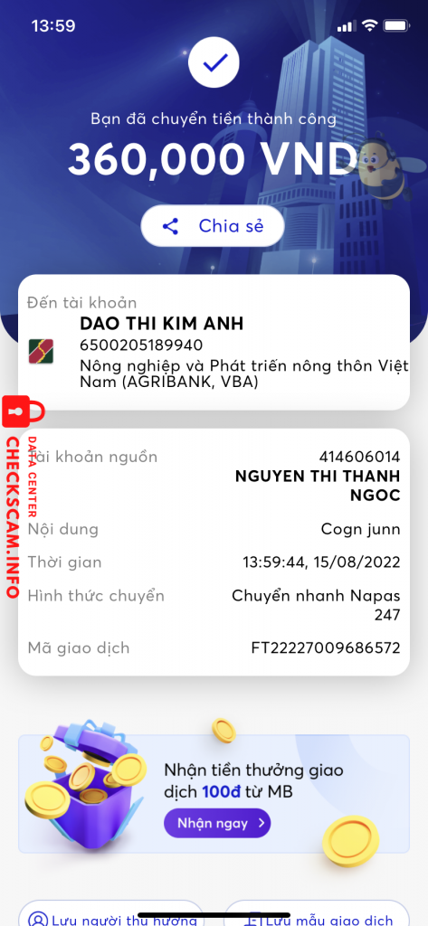 Preuves contre DAO THI KIM ANH