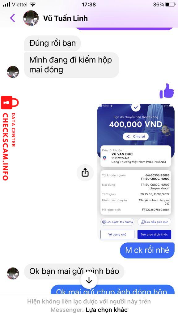 Preuves contre Vũ VĂN DỨC