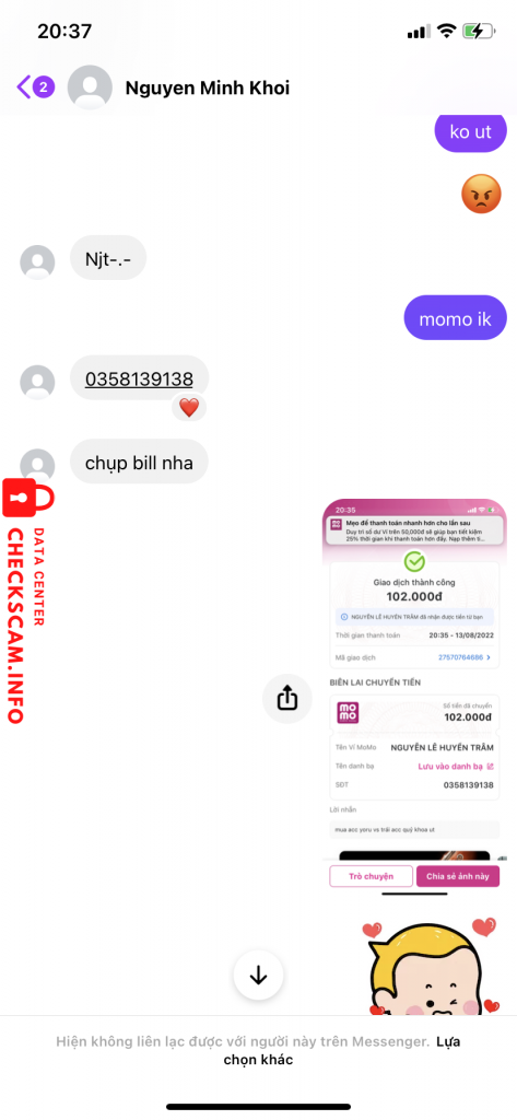 Bewijs tegen Nguyên Lê Huyễn Trâm