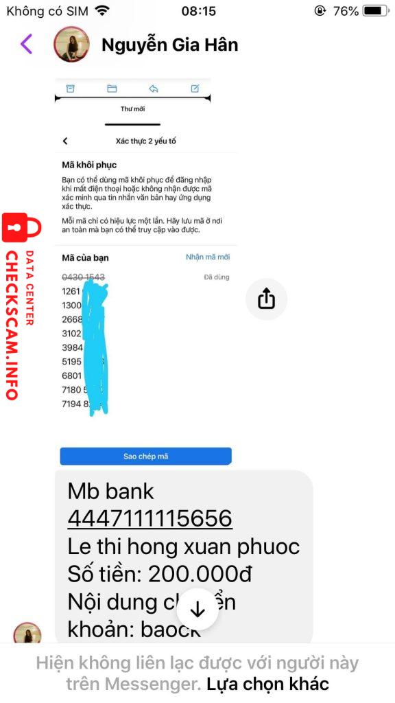 针对的证据 Lê Thị Hồng Xuân Phước