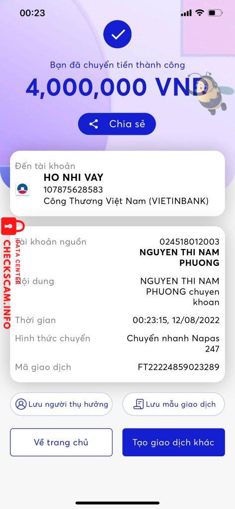 针对的证据 HO NHI VAY