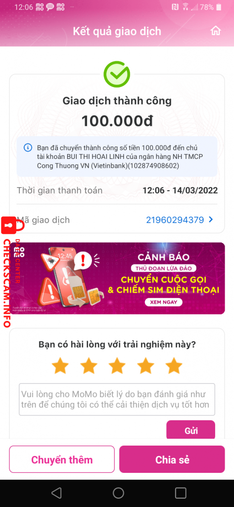 针对的证据 Bui Thi Hoai Linh