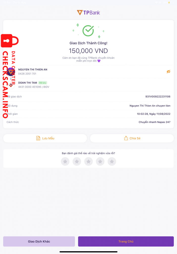 Ebidensya laban sa DOAN THI TAM