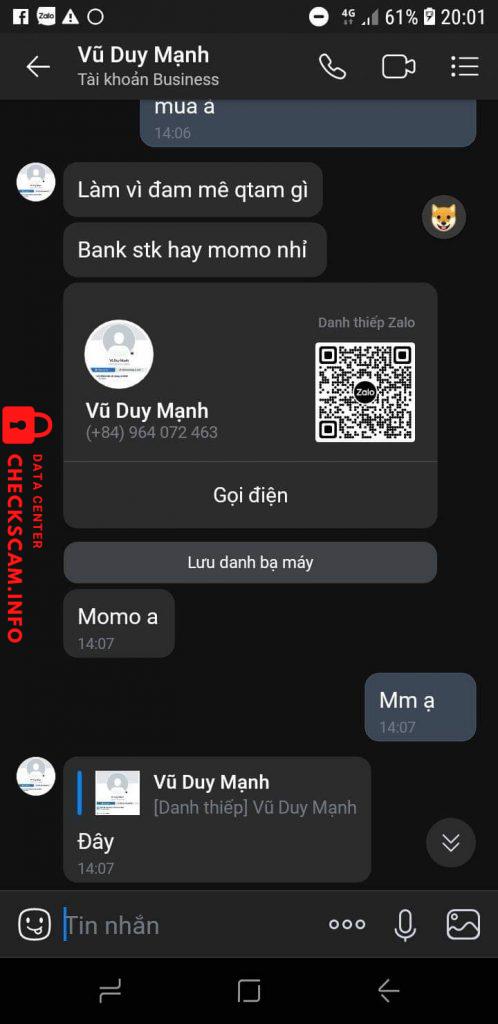 Ebidensya laban sa Vũ Duy Mạnh