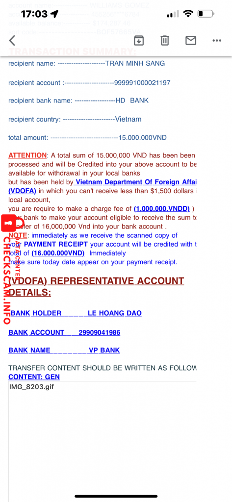 Ebidensya laban sa LE HOANG DAO