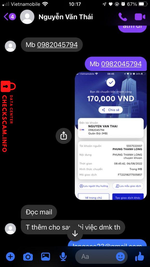 Ebidensya laban sa Nguyễn Văn Thái