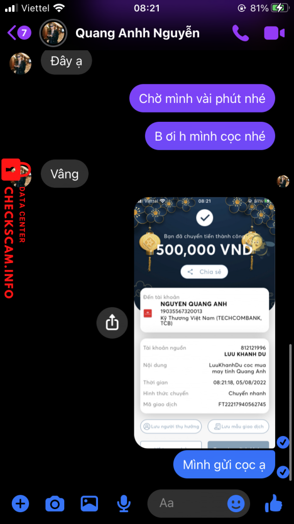 Ebidensya laban sa Nguyễn Quang Anh