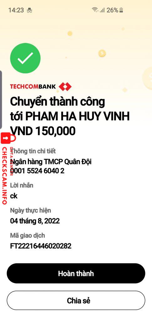 Ebidensya laban sa Phạm Hà Huy inh