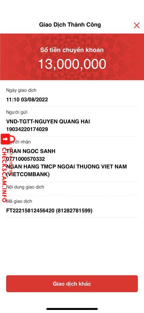 Ebidensya laban sa TRAN NGOC SANH