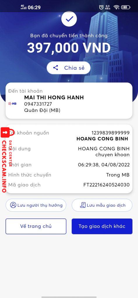 Ebidensya laban sa MAI THI HONG HANH