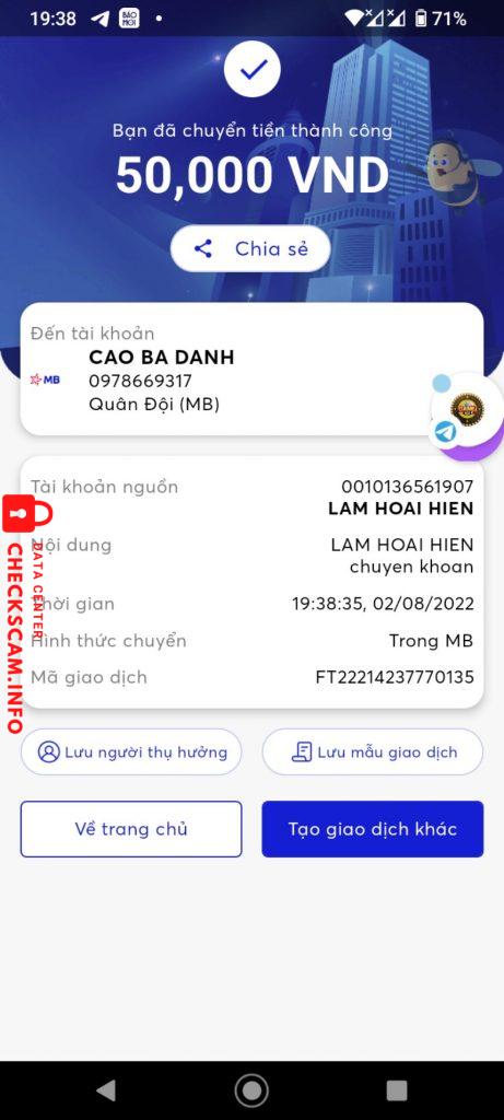 Ebidensya laban sa Cao Bá Danh