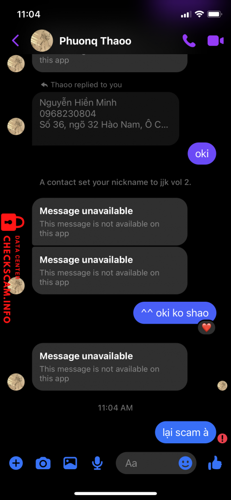 Preuves contre Cu Giai ( Nguyen Phuong Thao )