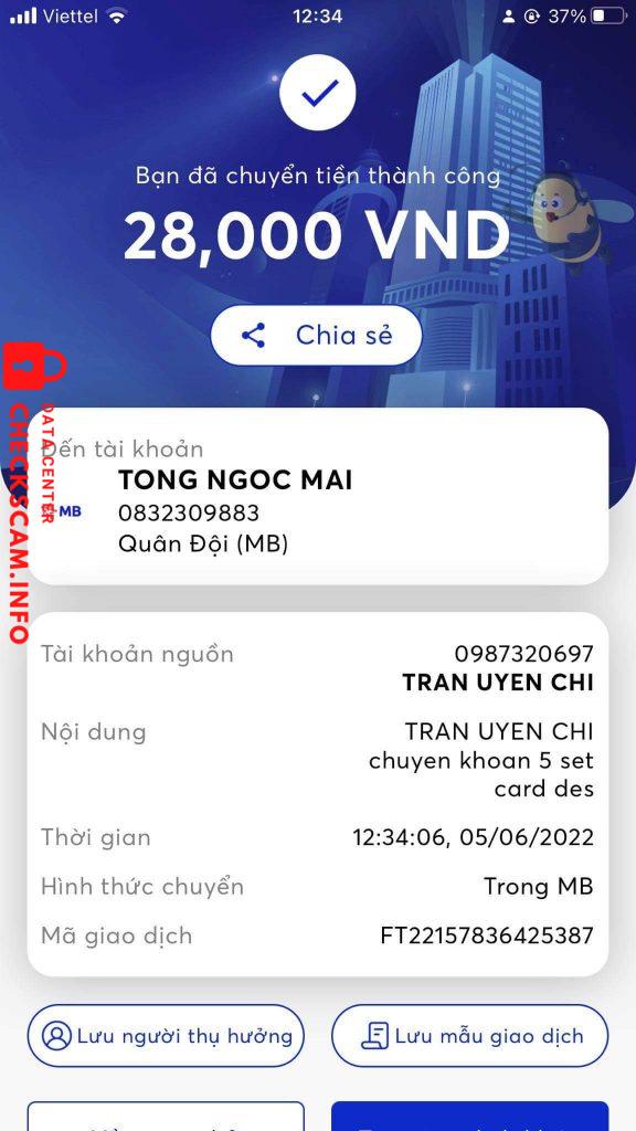 Preuves contre TONG NGOC MAI