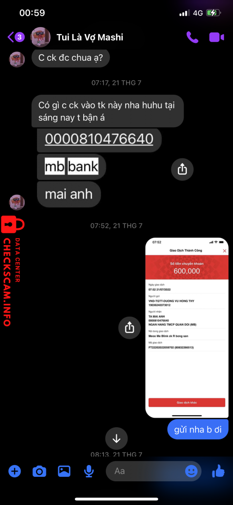 Ebidensya laban sa Tạ Mai Anh