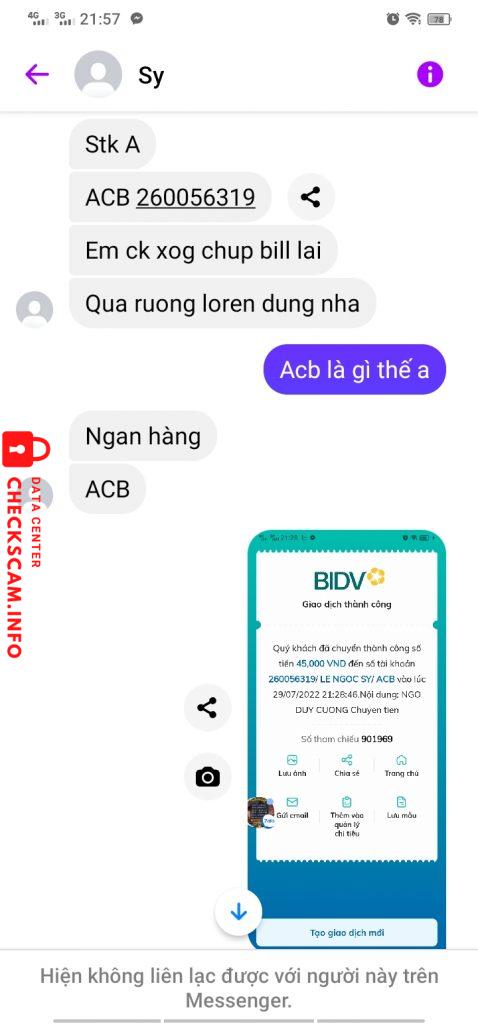 Доказательства против LE NGOC SY