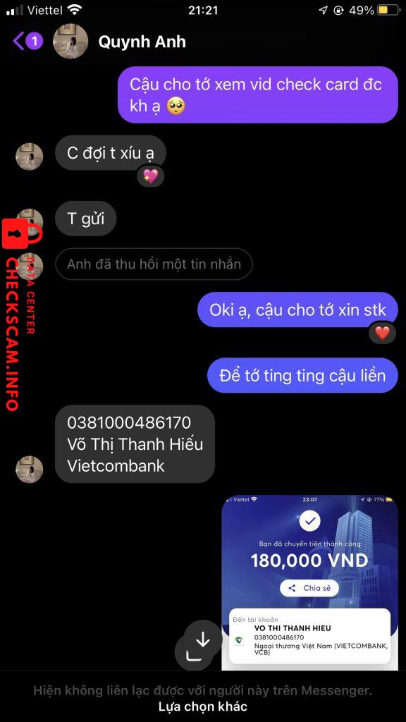 针对的证据 Võ Thị Thanh Hiếu