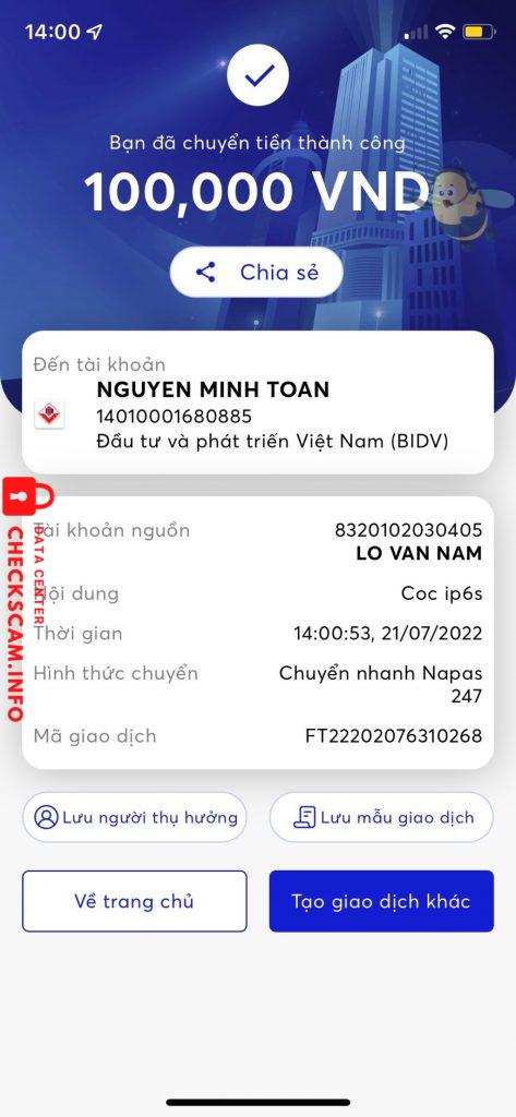 Ebidensya laban sa Nguyễn Minh Toàn