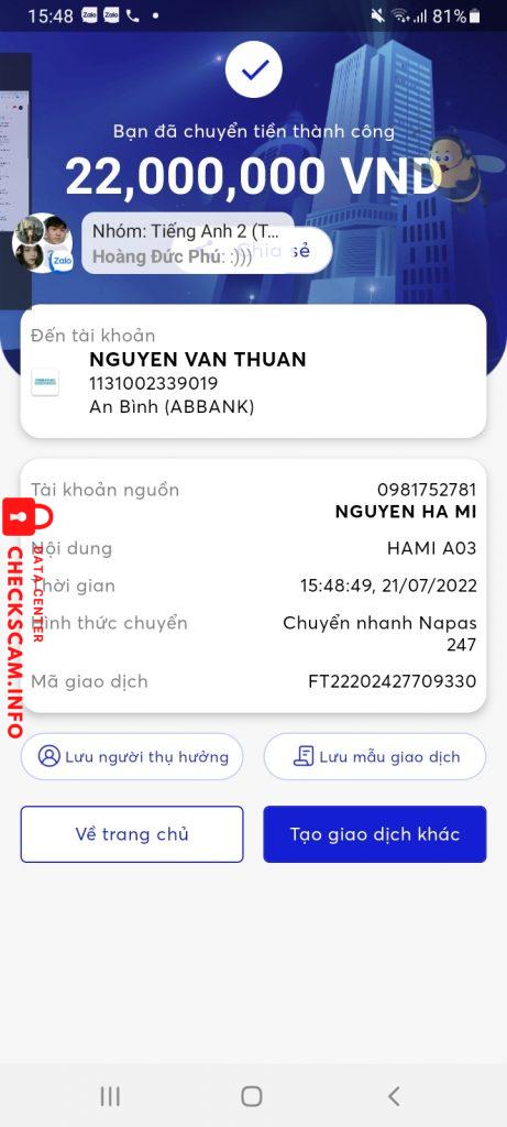 针对的证据 NGUYEN VAN THUAN