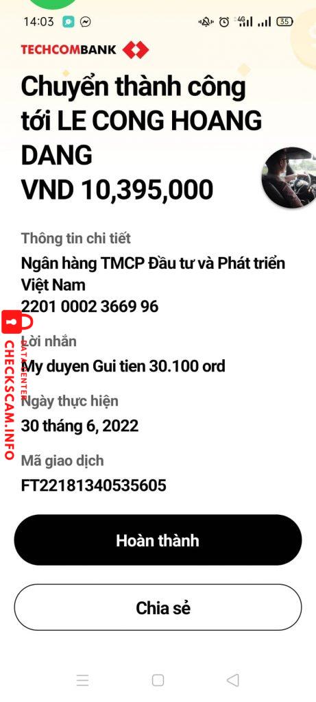 针对的证据 Le Cong Hoang Dang