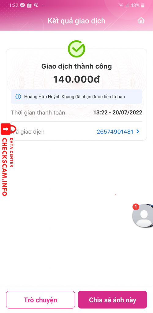 针对的证据 Hoàng Hữu Huỳnh Khang