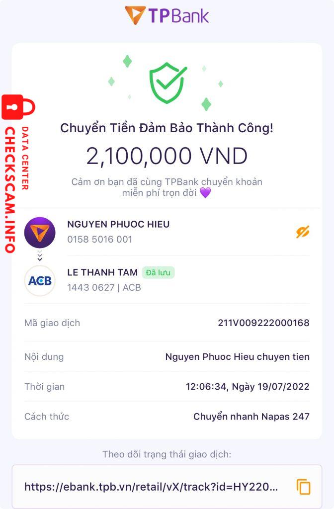 Ebidensya laban sa Le THANH TAM