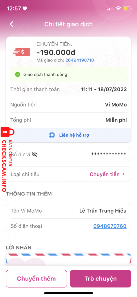 Preuves contre LÊ TRẦN TRUNG HIẾU