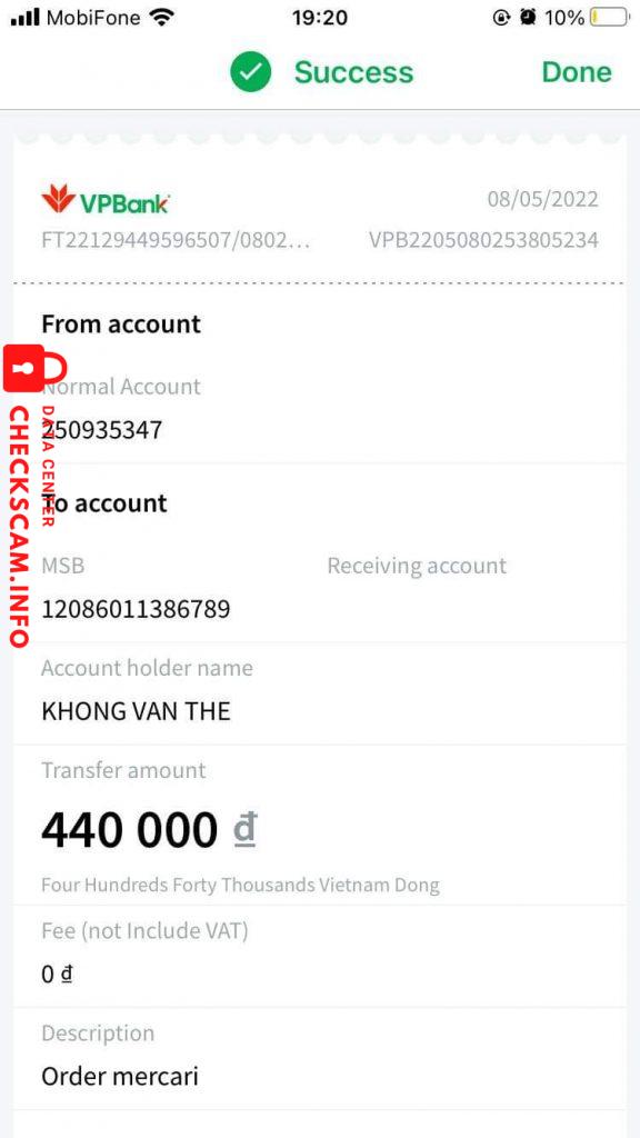 Preuves contre Khong Van The