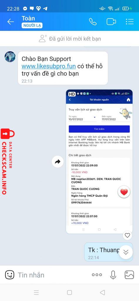 Preuves contre Trần Quốc Cường