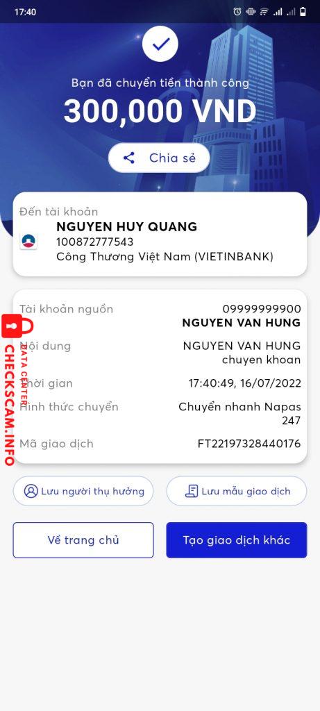 Preuves contre NGUYEN HUY QUANG