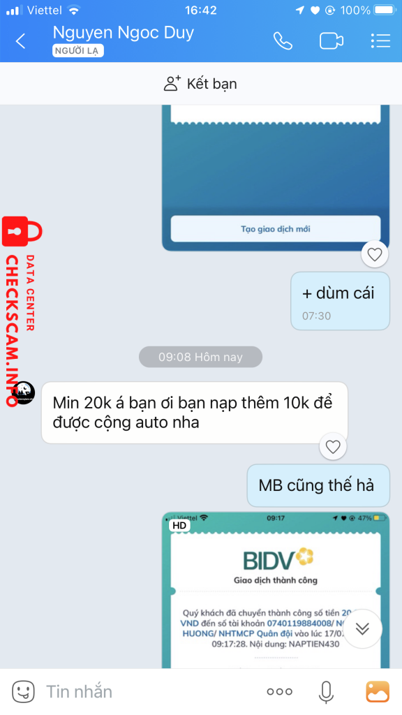 Preuves contre NGO THI HUONG