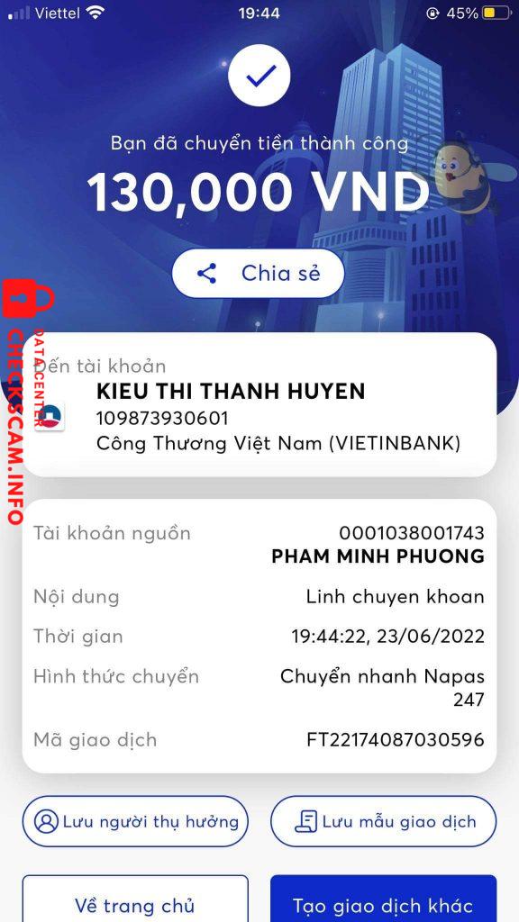 Bewijs tegen KIEU THI THANH HUYEN