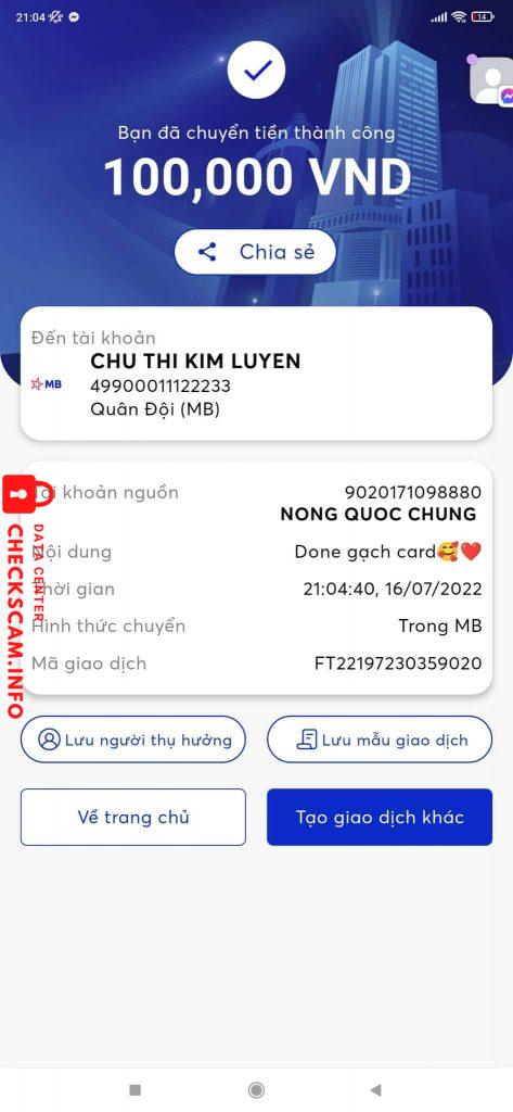 Bewijs tegen CHU THI KIM LUYEN