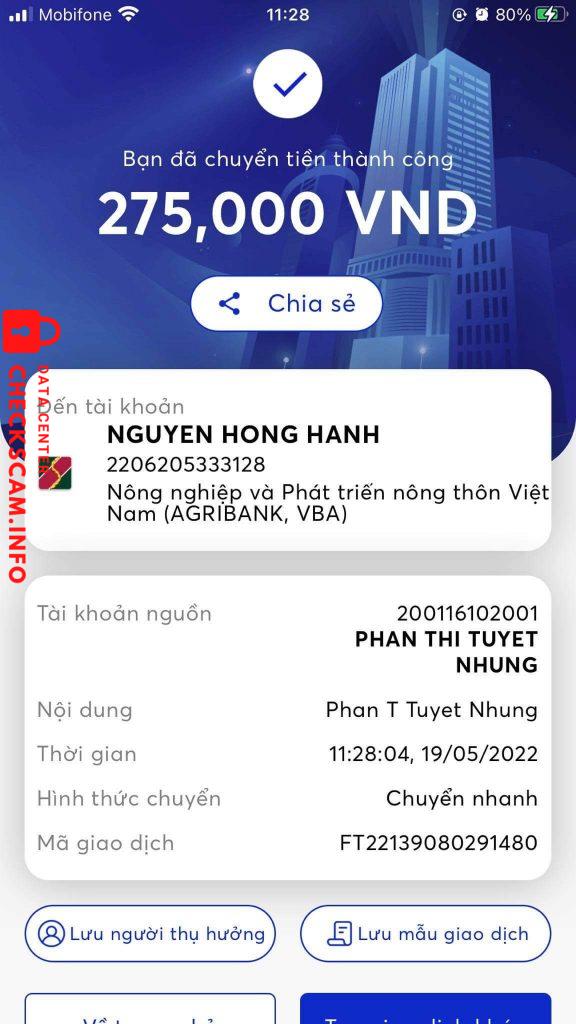 Preuves contre Nguyễn Hồng Hạnh