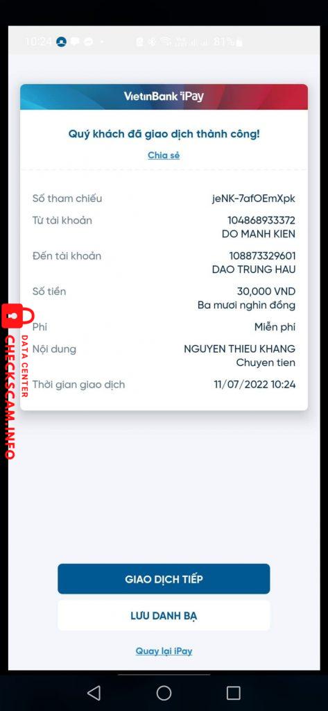 针对的证据 DAO TRUNG HAU
