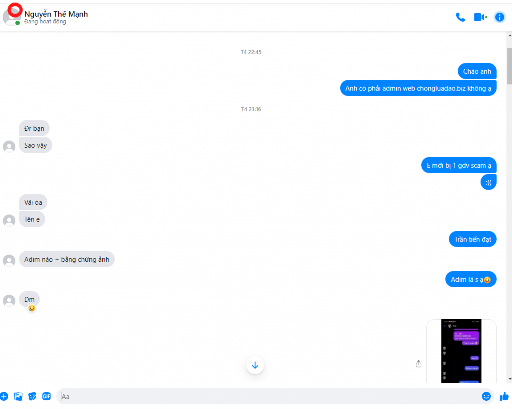 针对的证据 Nguyễn Thế Mạnh