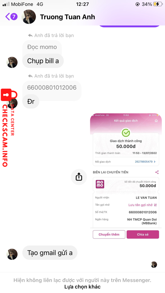 Preuves contre LE VAN TUAN