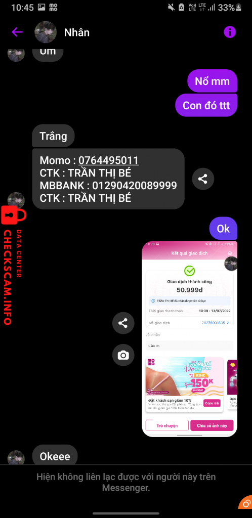 Preuves contre Trần Thị Bé