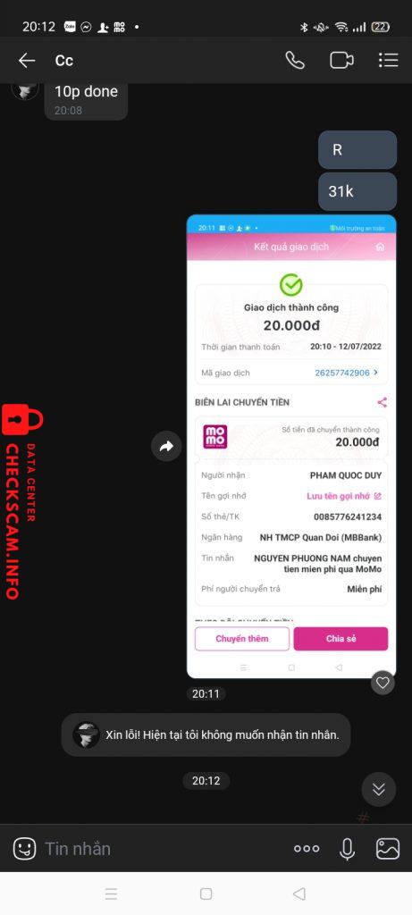 ဆန့်ကျင်သက်သေ Pham Quoc Duy