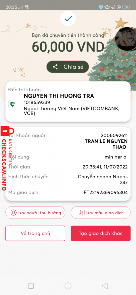 Ebidensya laban sa NGUYEN THI HUONG TRA