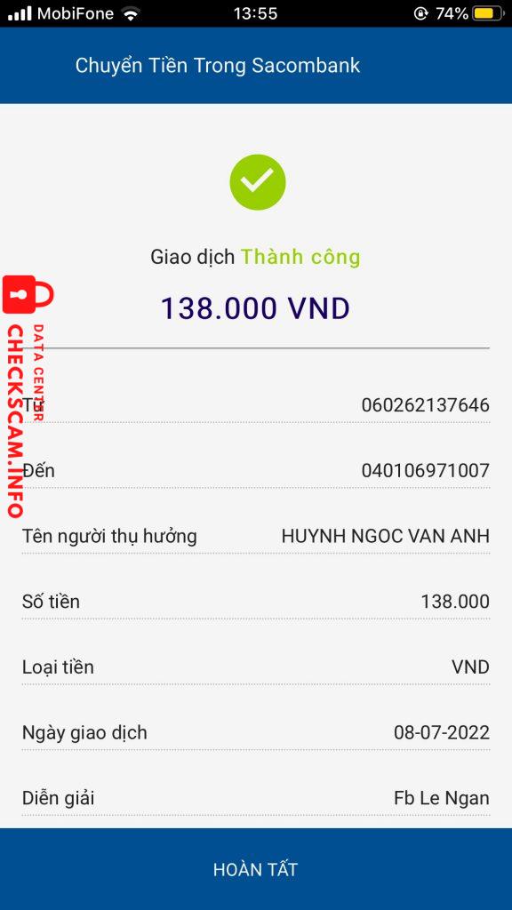 Ebidensya laban sa HUỲNH NGỌC VÂN ANH