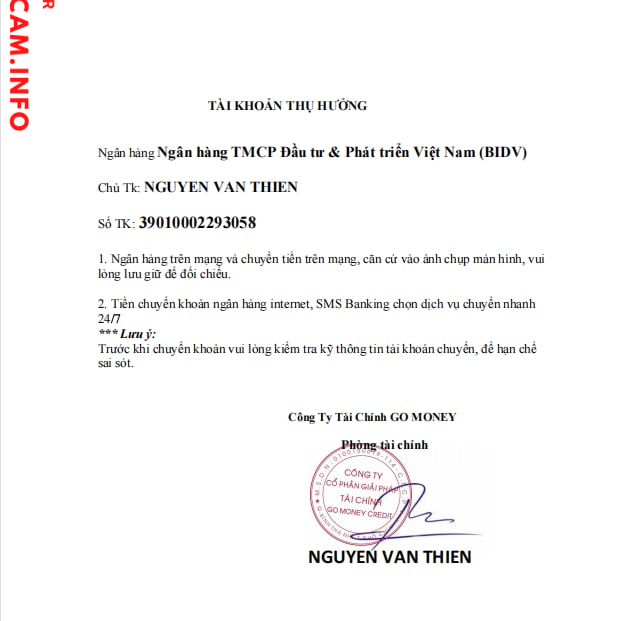 Bewijs tegen Nguyen van thien