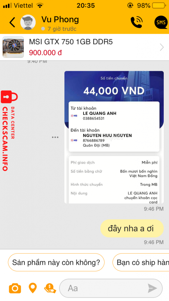 Bewijs tegen NGUYEN HUU NGUYEN