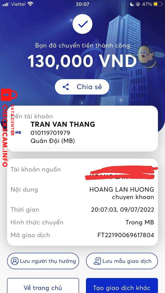 Preuves contre Tran Van Thang