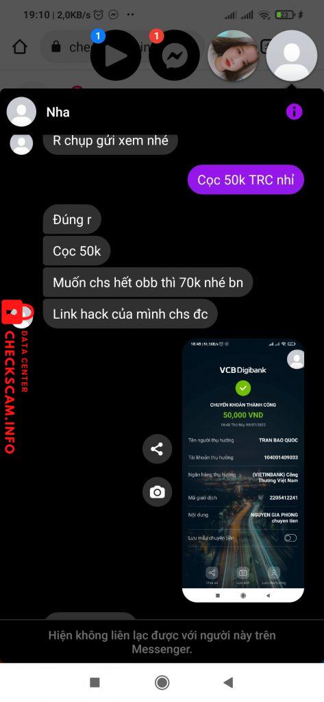 Bewijs tegen TRAN BAO QUOC