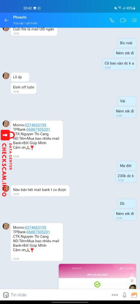 Bewijs tegen Nguyễn Thị Cang